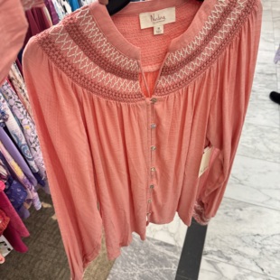 接受微瑕不退不换 特价 美国直邮人丝长袖 刺绣娃娃衫