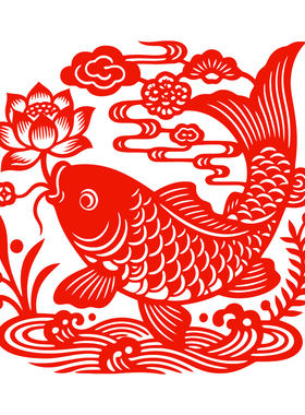 鲤鱼窗花年年有余静电贴纸鱼剪纸厨房玻璃门贴新年2027乔迁窗户贴