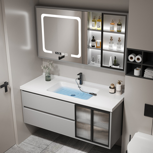 轻奢实木浴室柜组合现代简约智能卫生间洗手脸盆柜收纳洗漱台镜柜