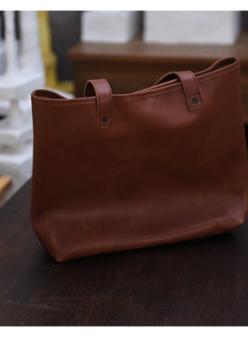 意大利牛皮手工托特包 简约 复古 随性风格