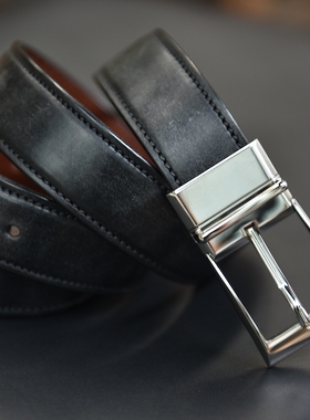 ANOTHER 英国马缰革手工皮带男士商务正装针扣腰带头层牛皮