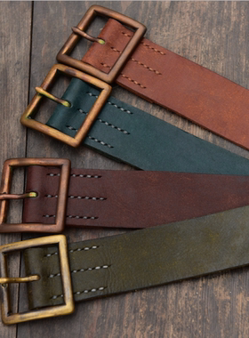 ANOTHER轻薄皮带  复古绿 做旧 vintage进口头层牛皮真皮皮带腰带