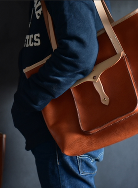 Another 手工皮具 植鞣革 意大利鞍革 拼色 托特包 男女 同款包