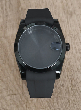 手表配件 36MM黑色蚝式恒动/狗牙圈表壳橡胶表带 适合NH35/36机芯
