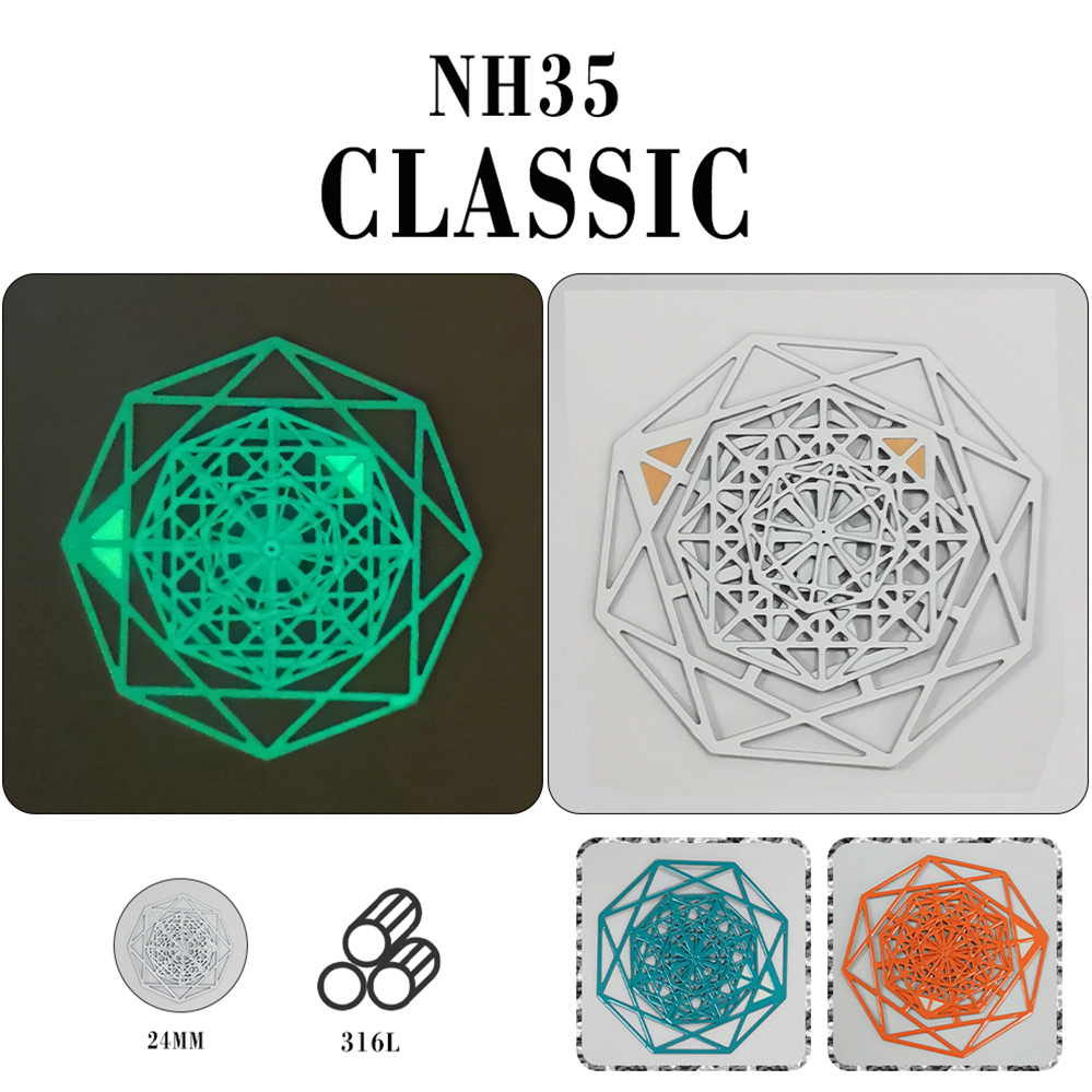 改装手表配件转盘镂空花针绿夜光