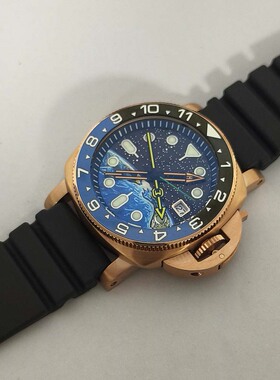 男士手表42MM精钢玫金色+蓝色内影+圈口蓝宝镜面适装NH35/36机芯