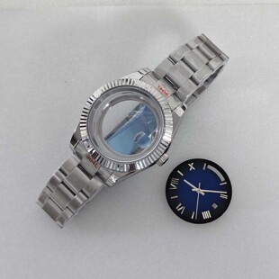 41mm牙圈表壳三株砂带蓝宝镜面适装8285机芯手表配件透底放大镜款