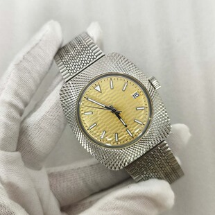 36.5mm几何设计矿物质泡泡镜面男士手表绿夜光表盘搭载NH35A机芯