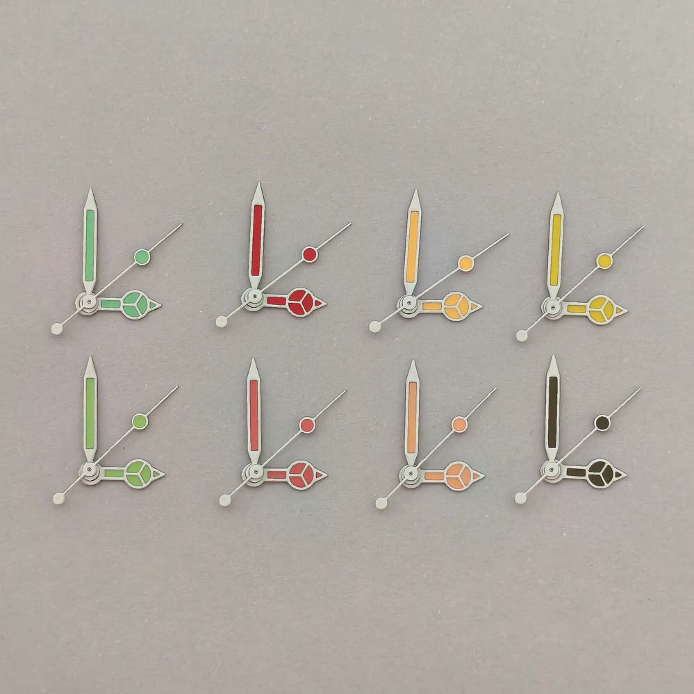 手表配件白边彩色奔驰指针绿夜光表针 适合装NH35/36/4R/7S机芯