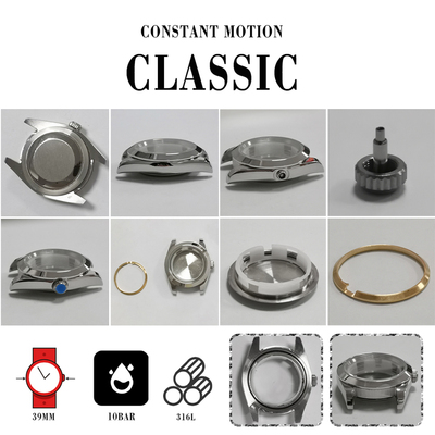 蚝式恒动不锈钢表壳 39MM 蓝宝石镜面 适装2836、8215、2813机芯