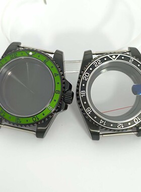 PVD黑色手表配件40mm精钢表壳蓝宝石玻璃适用日本NH35/36/7S机芯