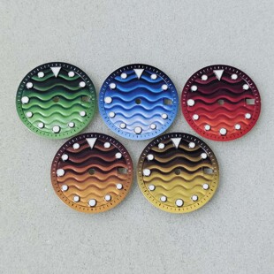 新款海浪单日历表盘 28.5mm 绿夜光适合装NH35/36/7S机芯