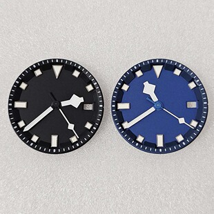 31MM 帝陀表盘绿夜光几何图形字面 单日历适合NH35机芯 手表配件