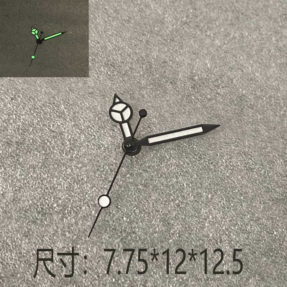 指针 黑边白色三针表针绿夜光 适合装NH35/36/4R/7S机芯