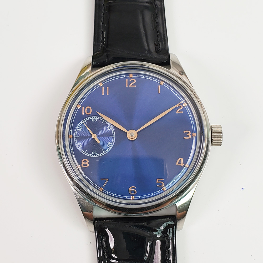 男士手动手表42mm机芯ST3600系列手动上链机芯蓝金色表盘