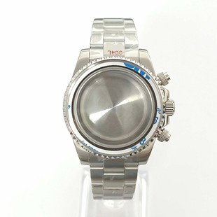 手表配件40mm水鬼石英表殼 VK63機芯 磨砂表帶平鏡藍寶石玻璃適裝