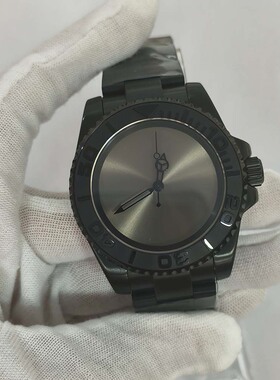 机械手表PVD黑色40mm精钢表壳蓝宝玻璃镂空无夜光指针配nh35机芯