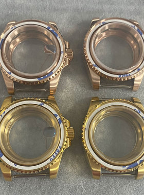 SUB透底 PVD金/玫金色透底表壳40mm蓝宝玻璃适装NH35/NH36/4R机芯