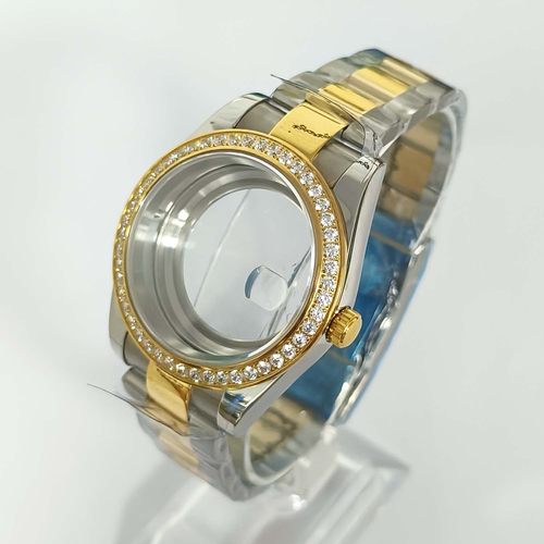 41mm间金带砖表壳+带透底蓝宝镜面放大镜款适装8285机芯手表配件