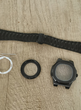 现货手表配件 41mm蓝宝石玻璃黑色表壳+带 适装日本NH35/364R机芯