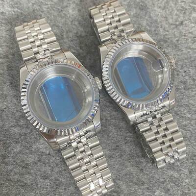 狗牙圈日志表壳+带 39mm 透底 不锈钢表壳 适合装NH35/36机芯