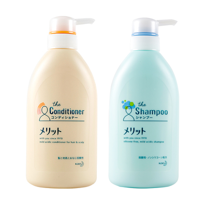 花王merit无硅油洗发水/护发素 弱酸控油蓬松柔顺480ml