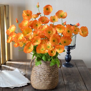 仿真花虞美人假花束家居餐桌摆件婚庆酒店路引造景装饰罂粟花田园