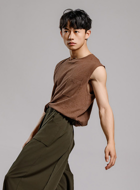 D395舞蹈服男上衣背心现代舞练功服中国古典舞运动速干棉胡沈员