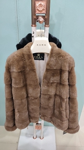 SP4678 水貂皮草外套年轻时尚 新款 进口天鹅绒貂皮大衣女整貂中长款