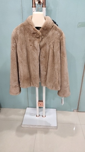 SP4654 水貂皮草外套年轻时尚 新款 进口天鹅绒貂皮大衣女整貂中长款