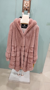 水貂皮草外套年轻时尚 新款 进口天鹅绒貂皮大衣女整貂中长款