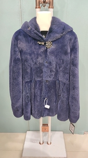 进口连帽天鹅绒貂皮大衣SP0166