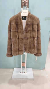 SP4678 水貂皮草外套年轻时尚 新款 进口天鹅绒貂皮大衣女整貂中长款