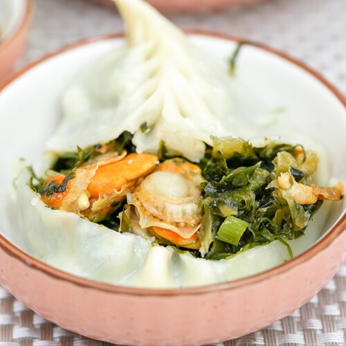 【野菜+海菜】鱼籽荠菜&扇贝海菜 长岛野生海菜包子速冻渔家小吃