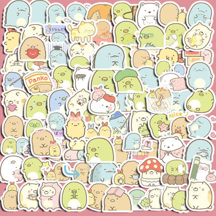 100张角落生物防水贴纸可爱line表情贴手机壳笔记本电脑防水贴画