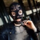蕾丝花纹情趣头套弹力面罩开小嘴全包情感面具cos性感隐私女生戴