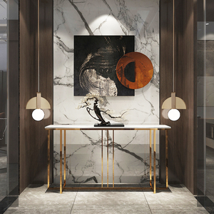 后现代轻奢不锈钢玄关桌靠墙过道玄关台入户大堂走廊端景台条案几