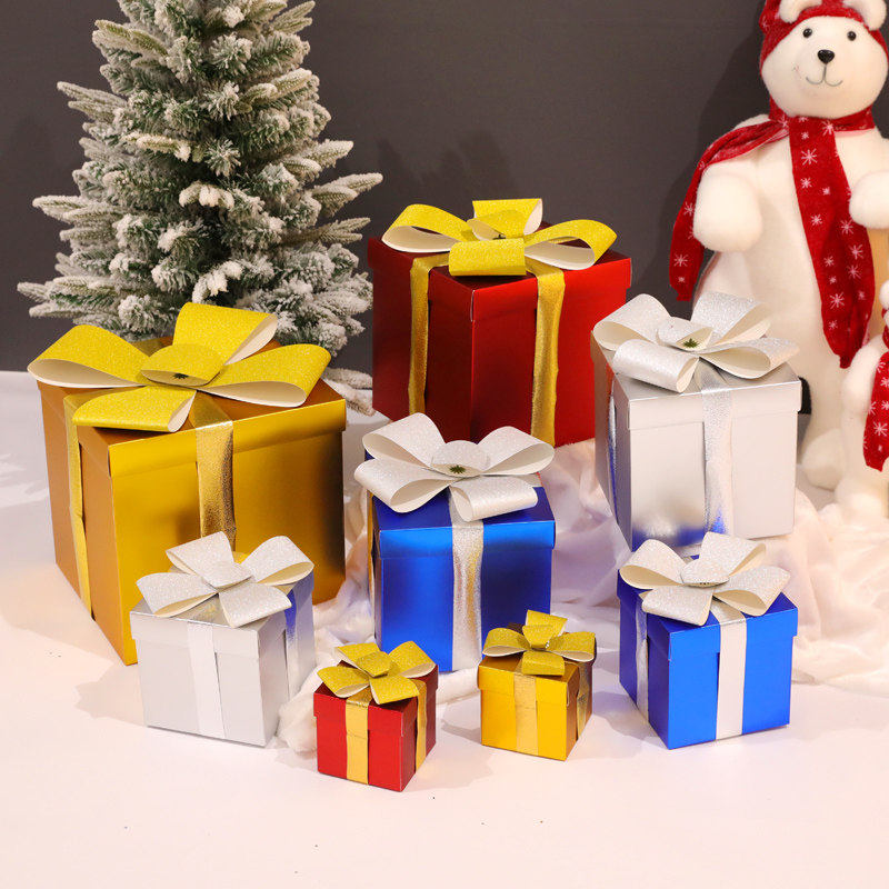 圣诞礼物盒创意盒袋子套装 圣诞节礼品橱窗场景布置道具礼盒堆头