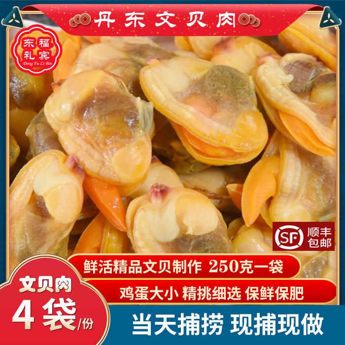 丹东特产大文贝肉大黄蚬子肉新鲜文贝蛤蜊肉肥蛤肉鸡蛋大小顺丰