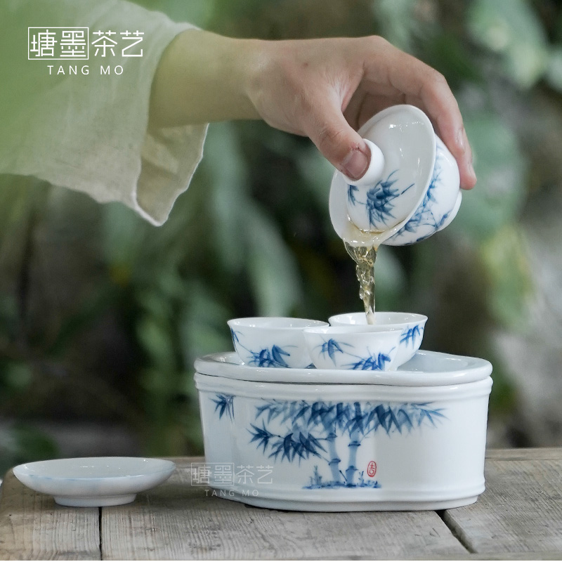 塘墨轩陶瓷壶承手绘小茶盘功夫茶