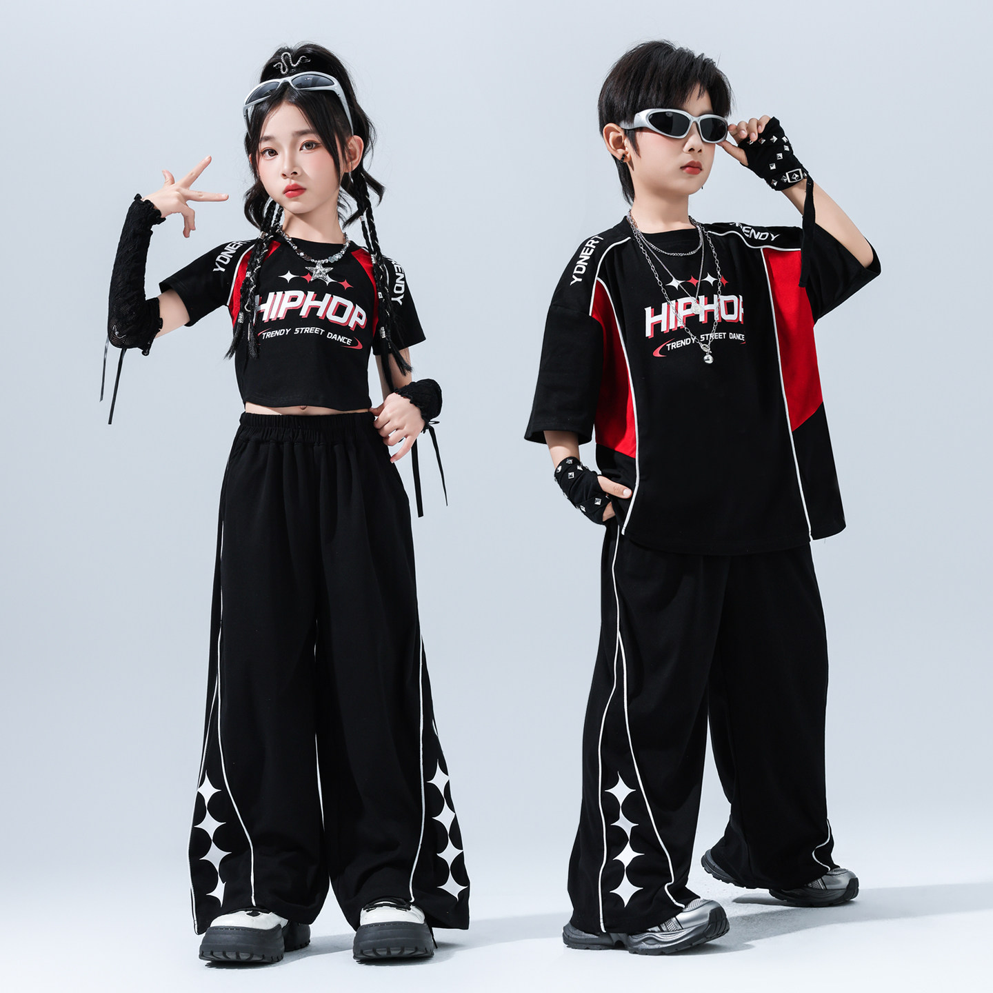 儿童演出服男童街舞潮女童爵士舞服装六一幼儿嘻哈hiphop架子鼓酷