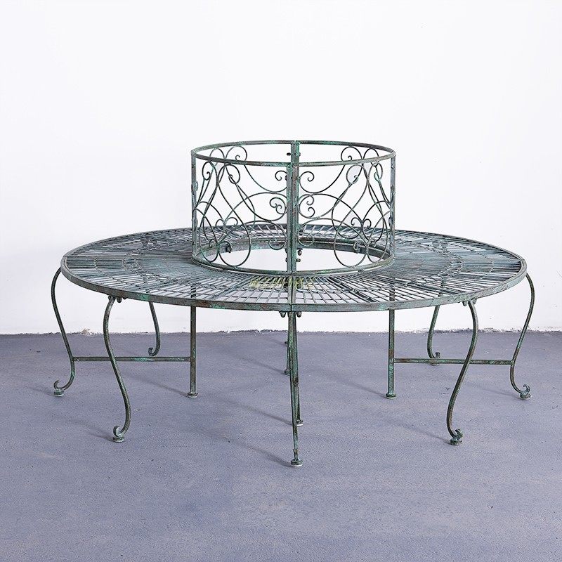 花园铁艺围树椅子 室外复古做旧公园庭院别墅全圆形防锈美式做旧