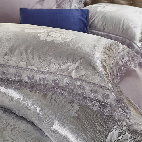 欧式提花蕾丝婚庆大红色枕套一对