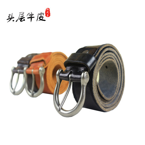 欧美扣头手工做旧复古男士皮带