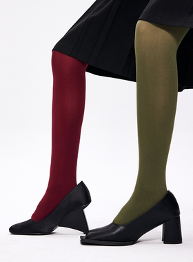 mingoto秋冬款个性时髦亚批辣妹风酒红色天鹅绒丝袜打底连裤袜女