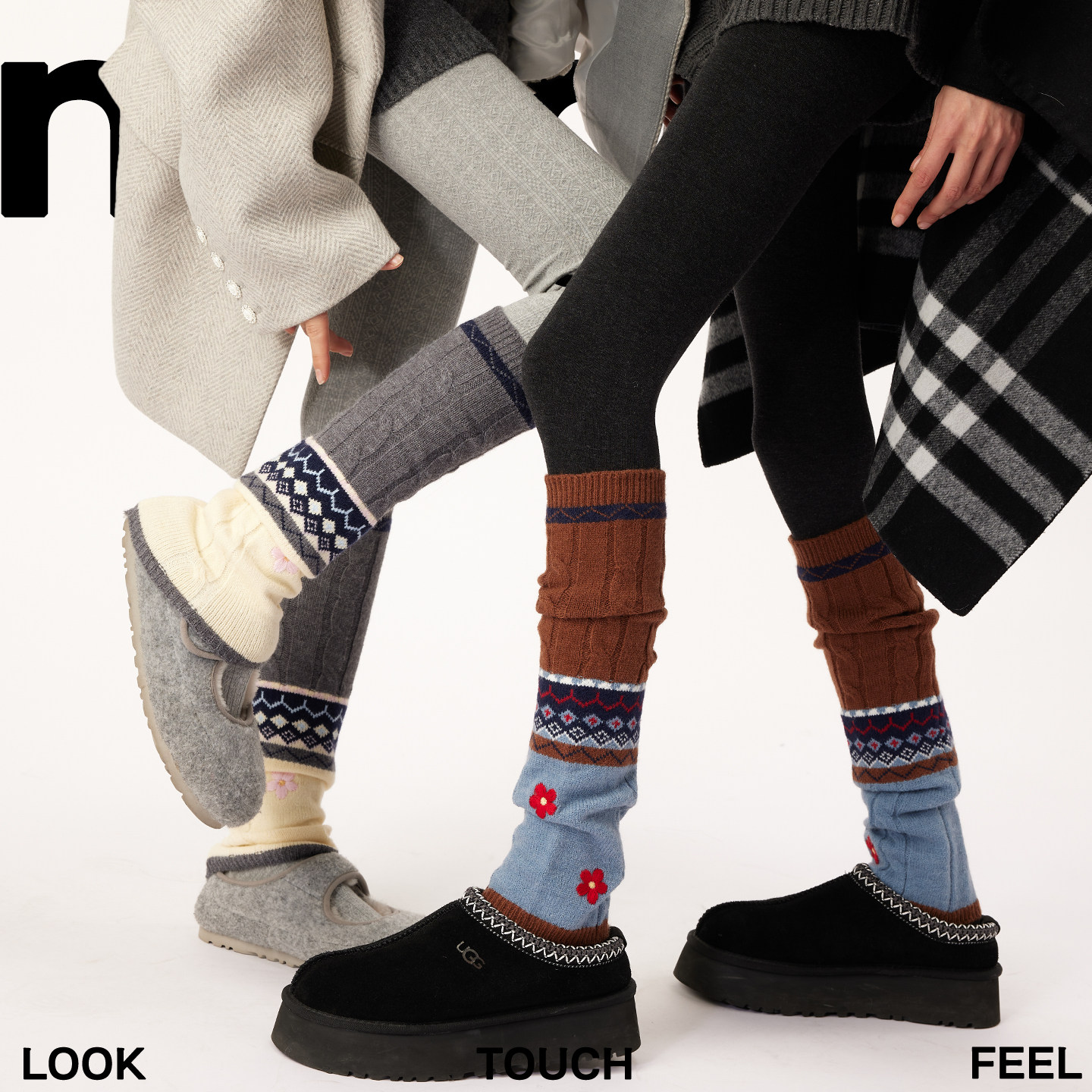 费尔岛日系复古灰色堆堆袜套女