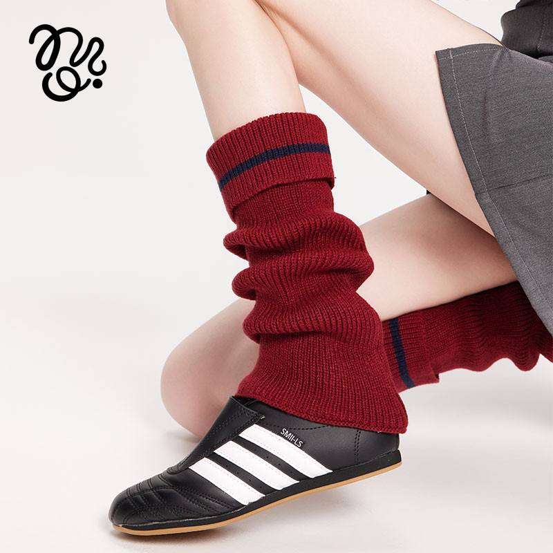 mingoto秋冬保暖翻边单条纹运动纯色针织袜套安可拉红堆堆腿套女,女士内衣/男士内衣/家居服,中筒袜,淘宝优惠券,粉丝福利购,淘宝优惠卷