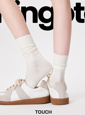 mingoto弥构条纹袜子女白色日系复古堆堆袜春夏透气学院风中筒袜