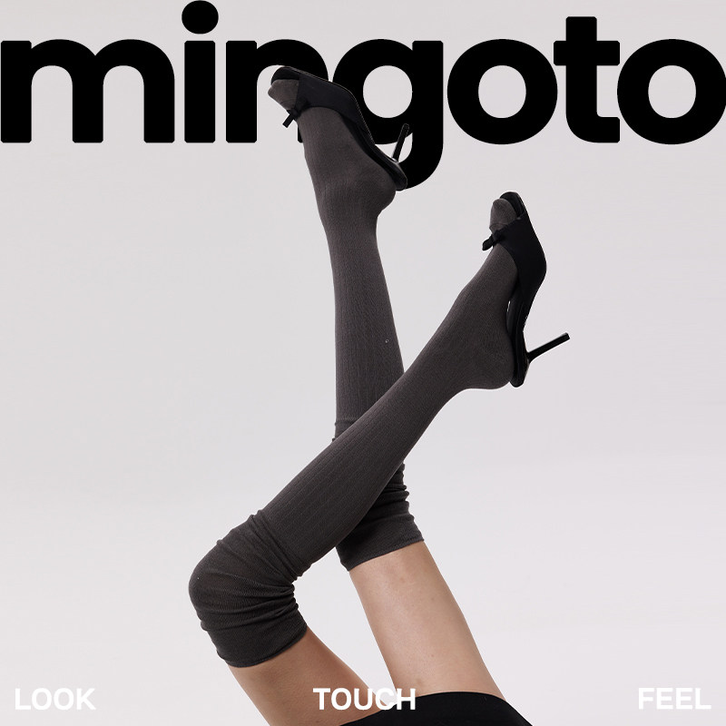 mingoto早春日系百搭学院小腿袜灰色拼接长筒显瘦过膝堆堆袜子女,女士内衣/男士内衣/家居服,长筒袜,淘宝优惠券,粉丝福利购,淘宝优惠卷