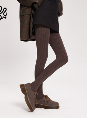 秋冬美拉德咖色麻花链条连裤袜微压美腿恒温百搭打底裤袜女